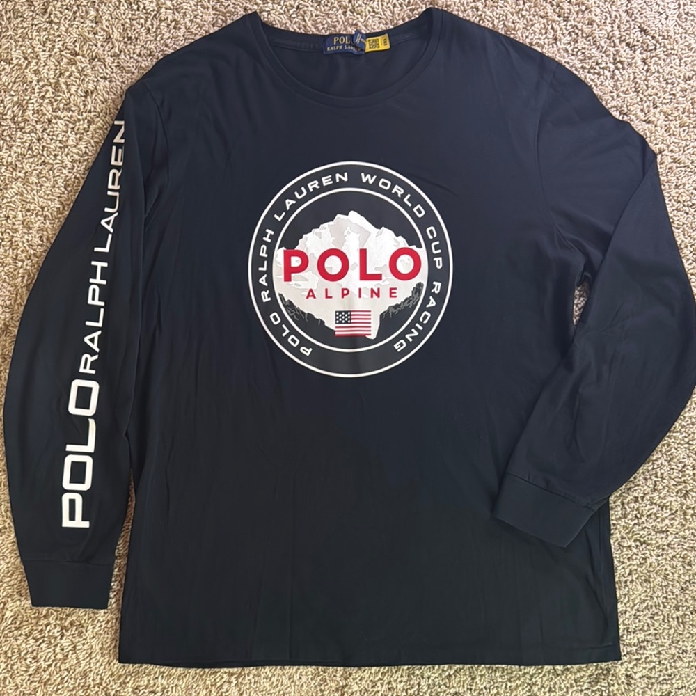 NWOT Polo Ralph Lauren Black Long Sleeve Polo Alpine